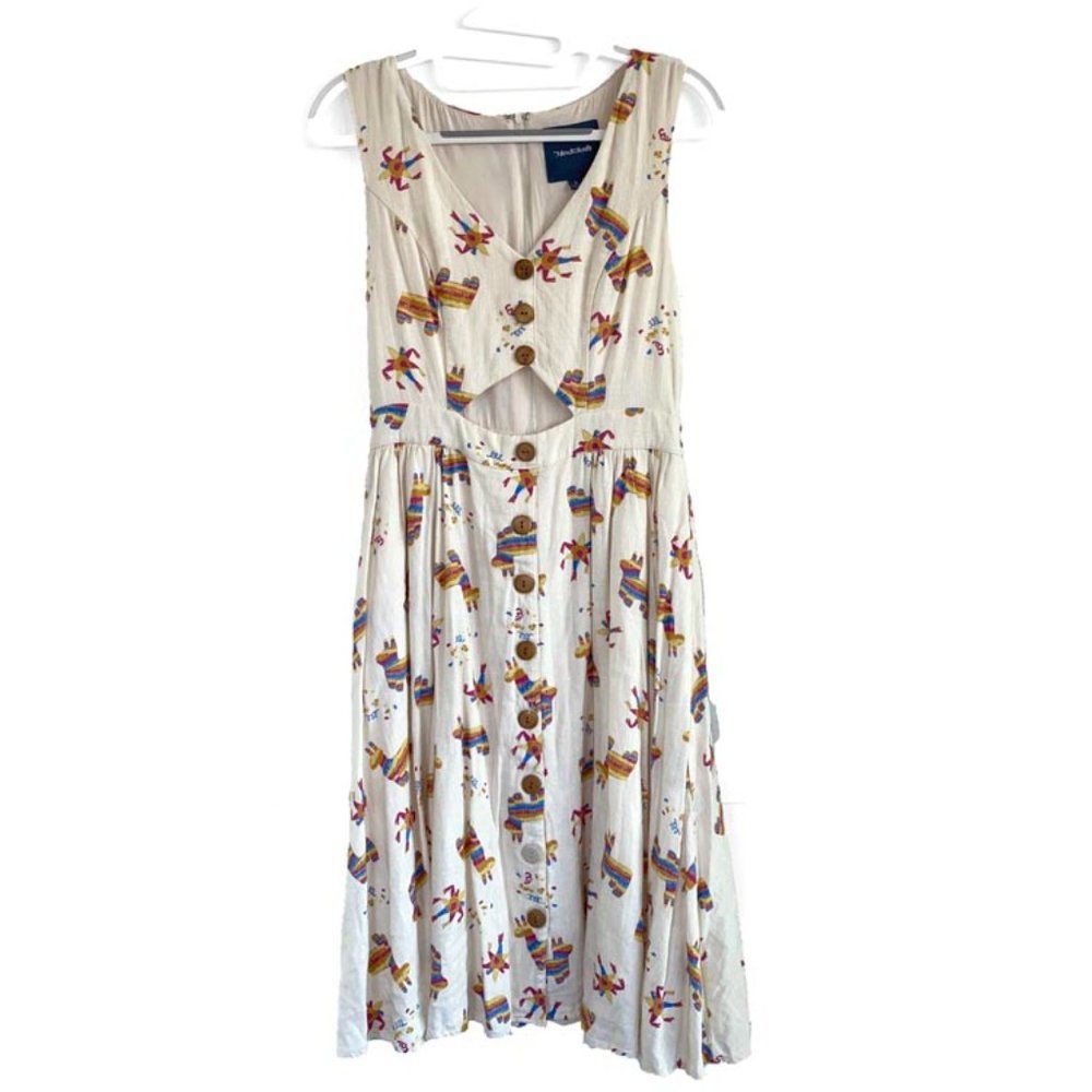 ModCloth Cream Midi Dress with Multicolor Pinata Print - Picture 2 of 10